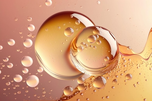 Close up clear liquid cosmetic product Gel texture with bubbles Generation AI