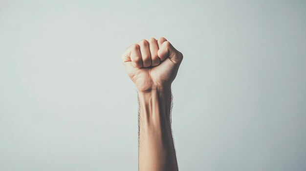 Photo close up of a clenched fist against a light background