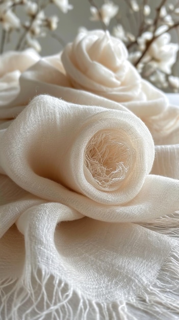 a close up of a cloth with a flower on it