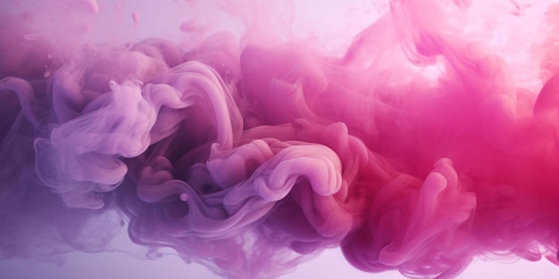 close up of clouds of pink to purple smoke with copy