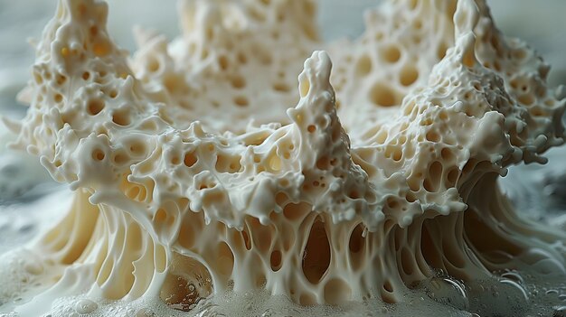 Photo a close up of a clump of white and brown clumps of a mushroom