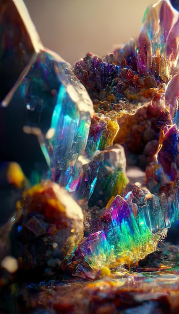 A close up of a cluster of crystals