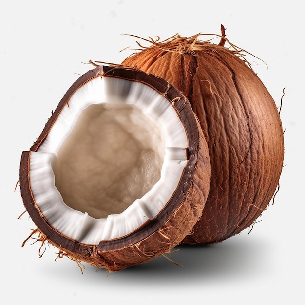 a close up of a coconut with a white background