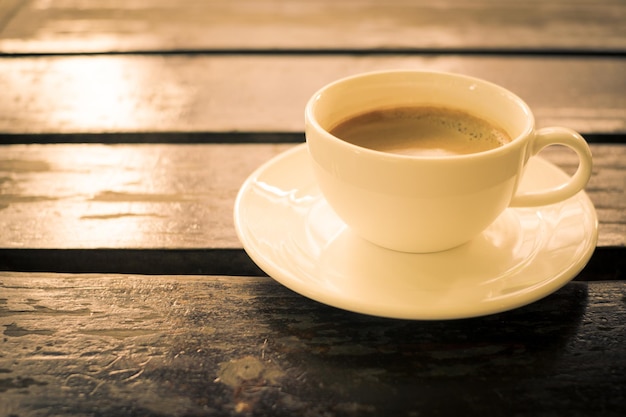 Close-up of coffee cup on table