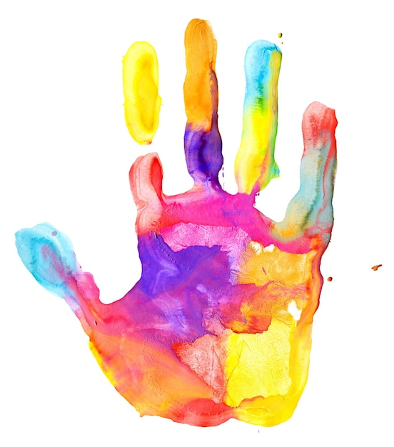 Photo close up of colored hand print