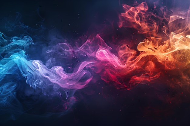 A close up of colored smoke on a black background