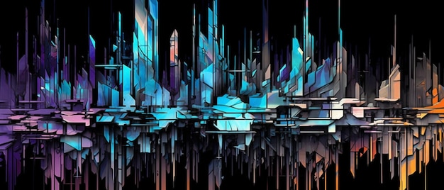 A close up of a colorful abstract painting of a city generative ai