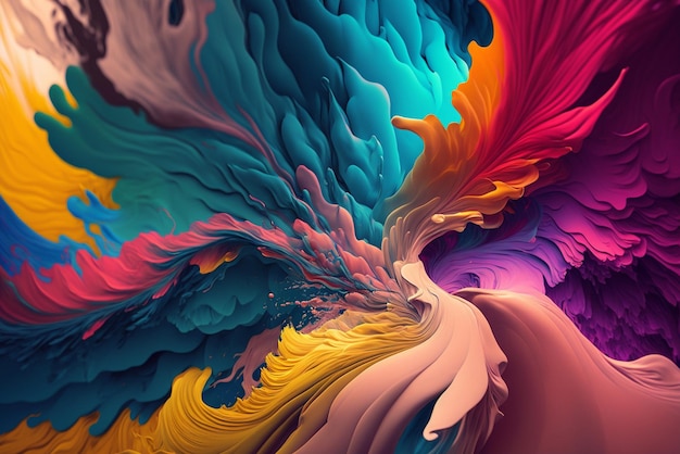 A close up of colorful abstract painting swirl generative ai