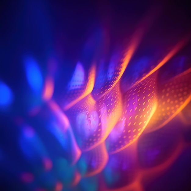 A close up of a colorful background with a blue and orange light.