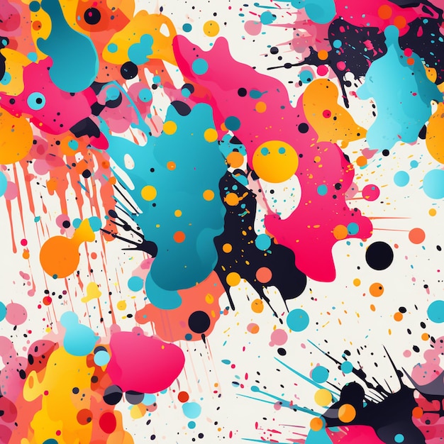 a close up of a colorful background with a lot of paint splatters generative ai