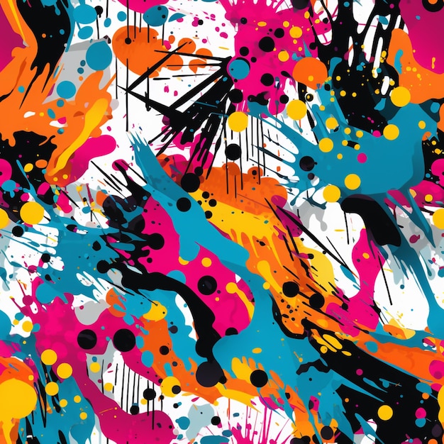 a close up of a colorful background with paint splatters generative ai