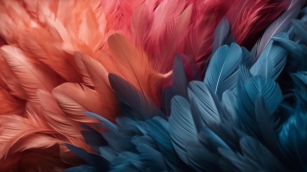 A close up of a colorful bird feathers