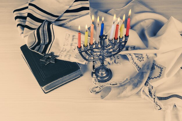 Close-up of colorful candles on table