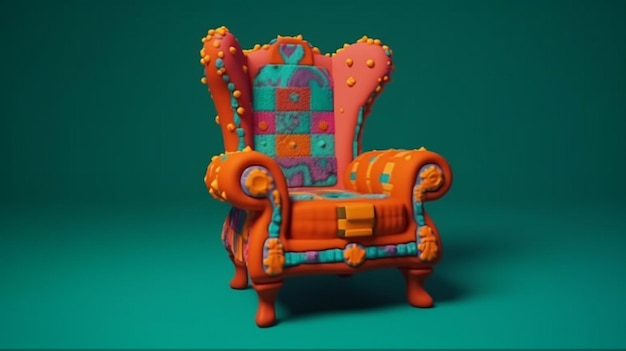 a close up of a colorful chair with a green background generative ai