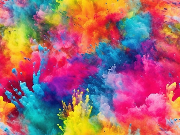 A close up of a colorful cloud of paint on a black background generative ai