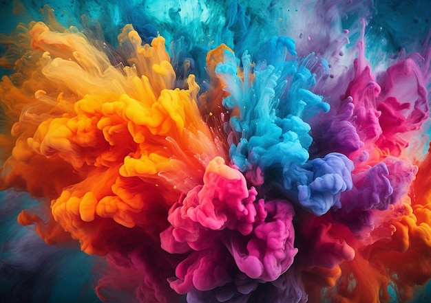 A close up of a colorful cloud of smoke in the air generative ai