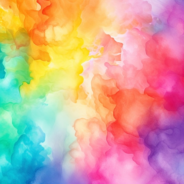 A close up of a colorful cloud of watercolor on a white background generative ai