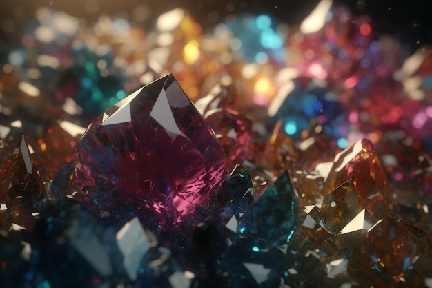 A close up of colorful crystals and gemstones