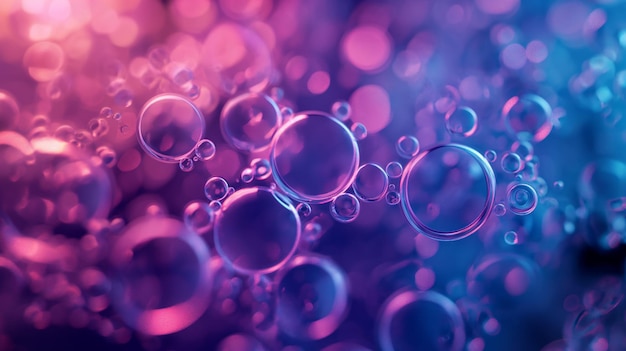 close up of colorful and dark blue bubbles are arranged in a rainbow pattern drink