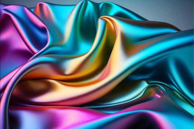 Close up of colorful fabric with blue sky in the background Generative AI