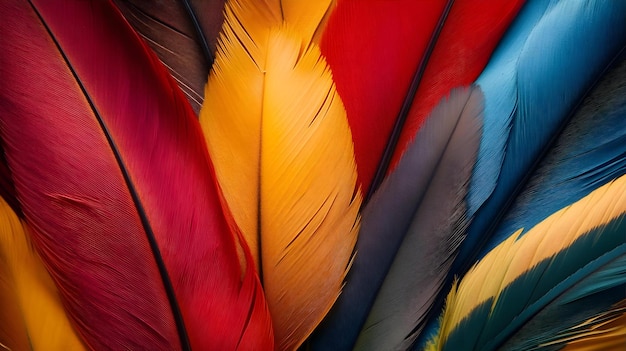 Photo a close up of colorful feathers that are from the amazon