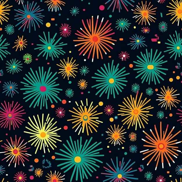 A close up of a colorful fireworks on a black background generative ai