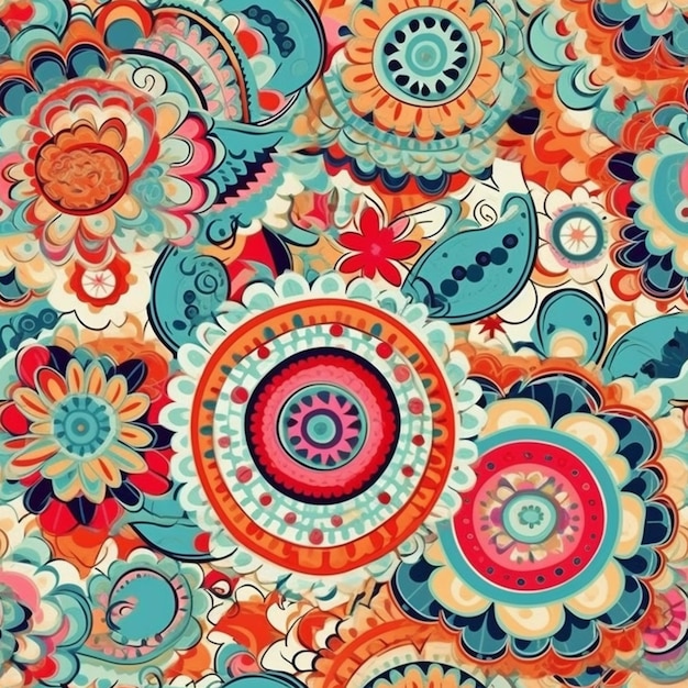 A close up of a colorful floral pattern on a white background generative ai