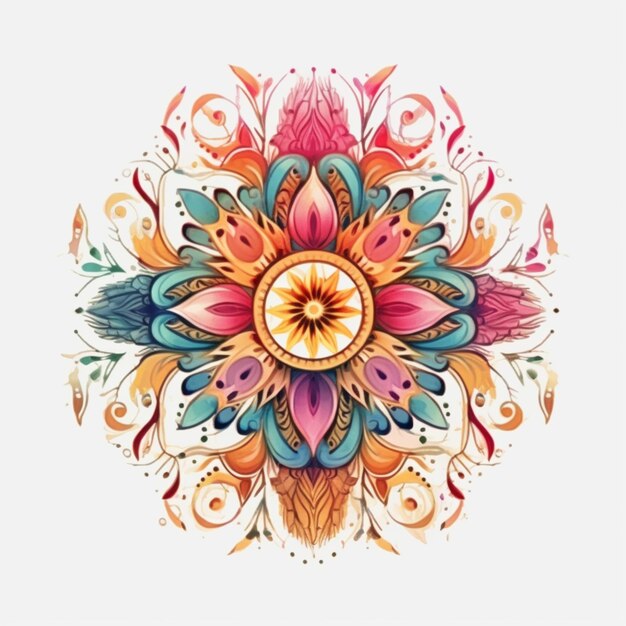 A close up of a colorful flower with a white background generative ai