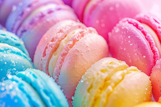 Close up on colorful french dessert macarons