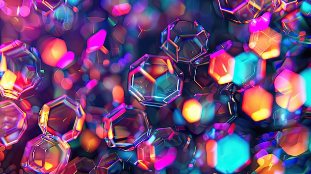 a close up of a colorful glass ball with the lights on it