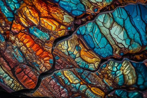 A close up of a colorful glass texture