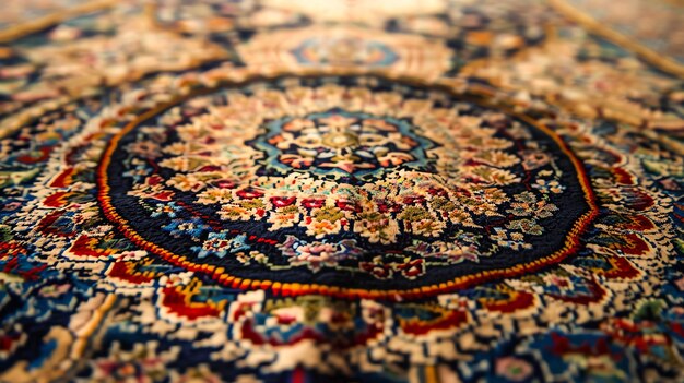 Photo a close up of a colorful and intricate oriental rug