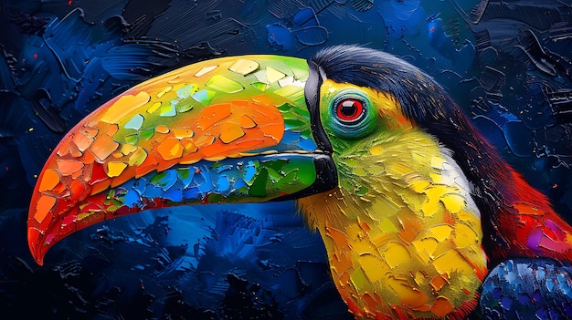 Close up of colorful keelbilled toucan bird