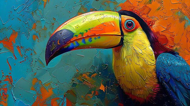 Close up of colorful keelbilled toucan bird