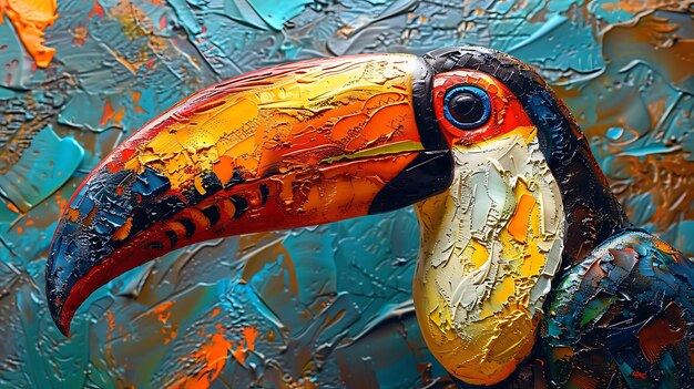 Close up of colorful keelbilled toucan bird