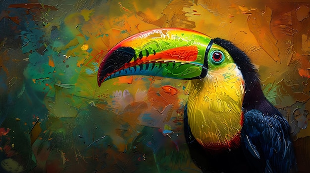 Close up of colorful keelbilled toucan bird