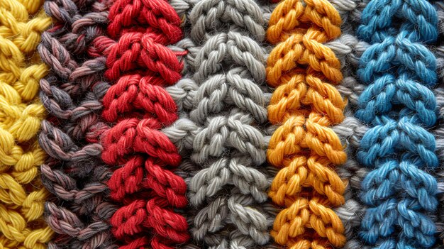 Close up of colorful knitted fabric