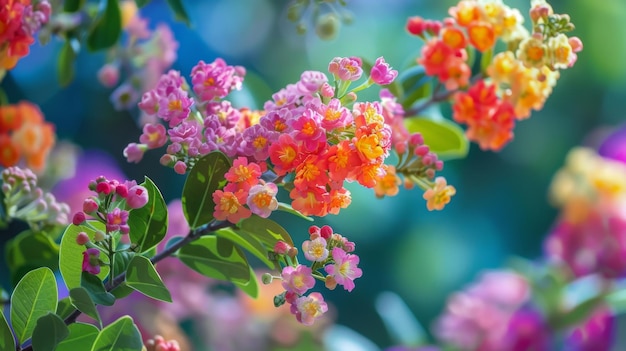 Close up of colorful Myrtaceae blooming with vibrant flowers