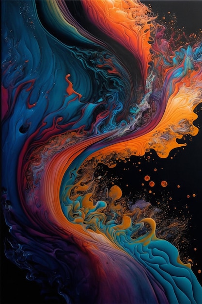 Close up of a colorful painting on a black background generative ai