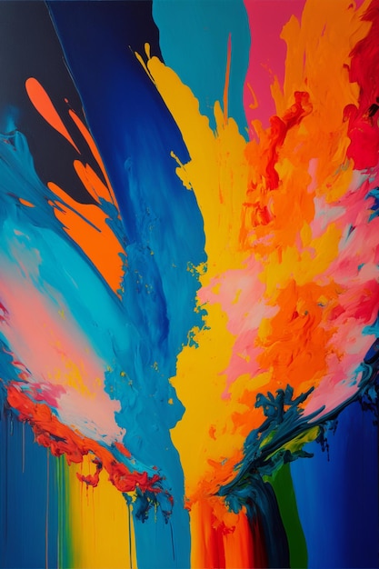 Close up of a colorful painting on a wall generative ai