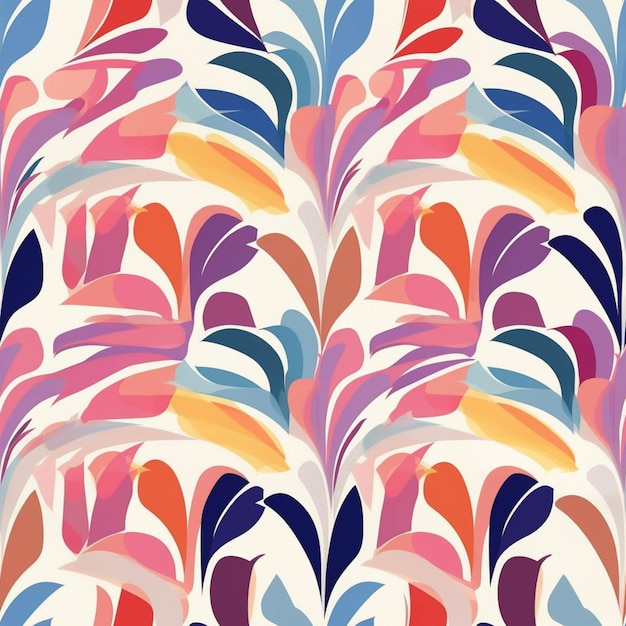 A close up of a colorful pattern of leaves on a white background generative ai