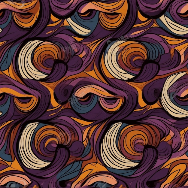 a close up of a colorful pattern of swirls on a purple background generative ai