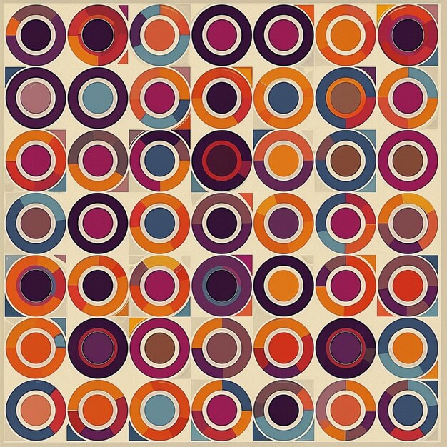 Photo a close up of a colorful pattern with circles on a beige background generative ai