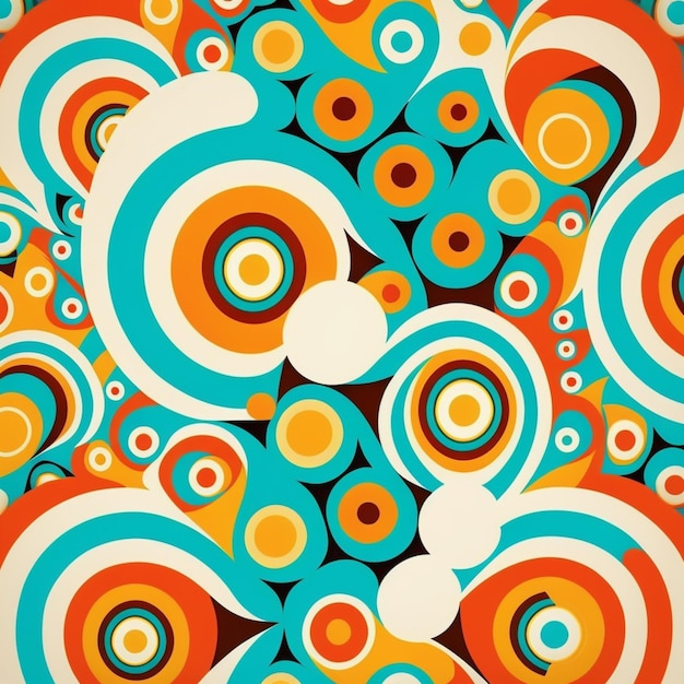 A close up of a colorful pattern with circles and dots generative ai