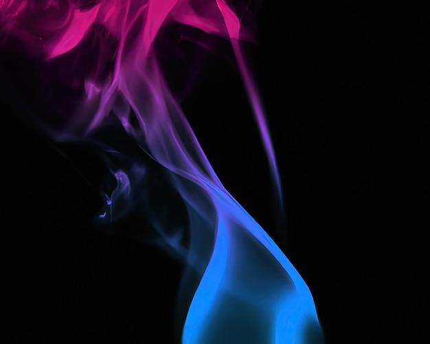 Close up of colorful pink and blue steam smoke in mystical and fabulous forms on black background mo