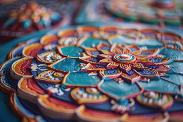 Photo a close up of a colorful plate on a table