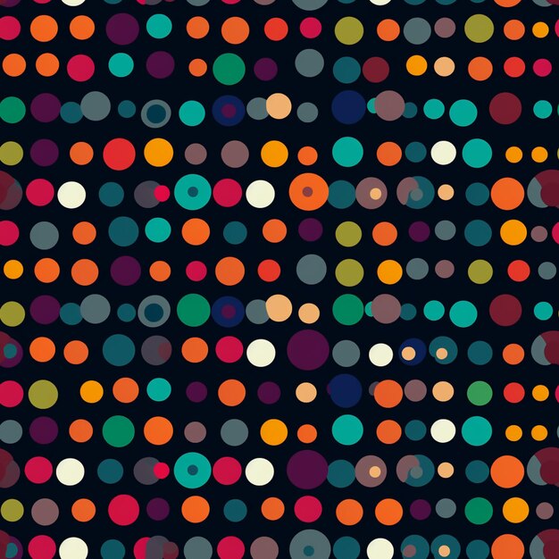 a close up of a colorful polka dot pattern on a black background generative ai