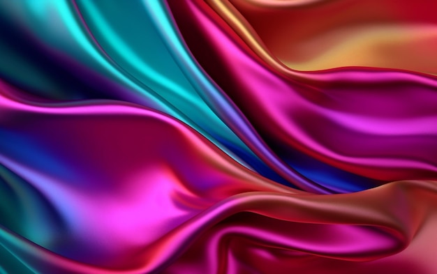 A close up of a colorful silk fabric with a very long tail generative ai