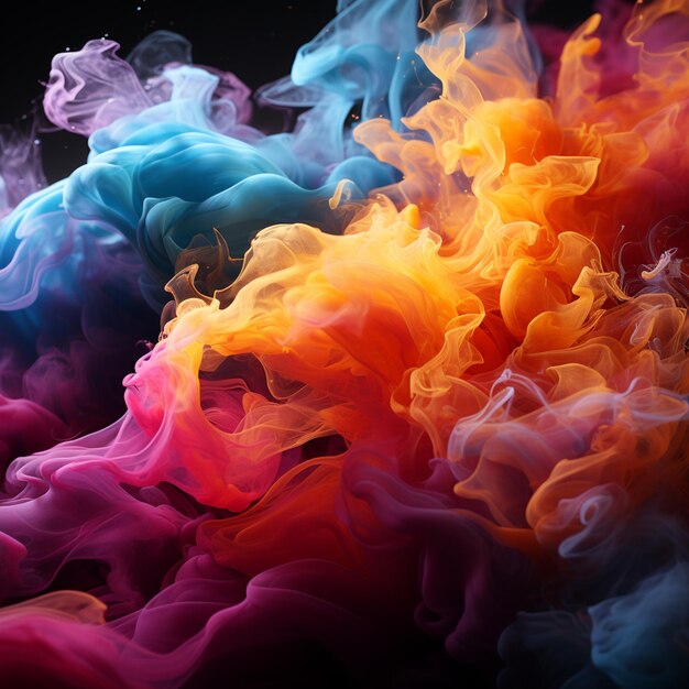 A close up of a colorful smoke cloud in the air generative ai