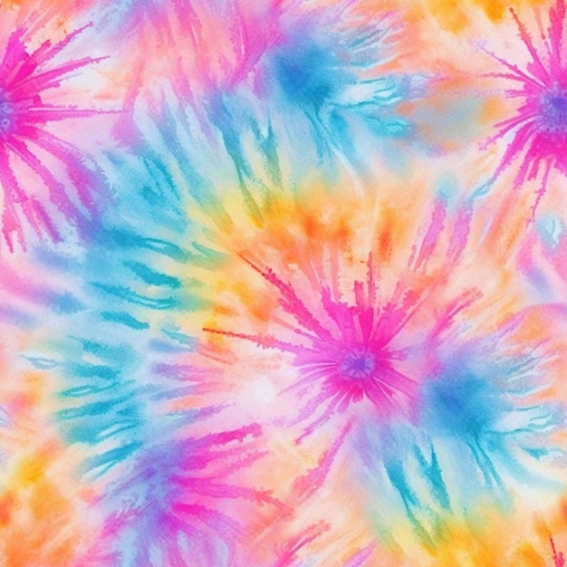 A close up of a colorful tie dye background with many different colors generative ai